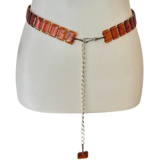 Vintage 70s Lucite Tortoise Chain Belt, Mod and Adjustable main image 4